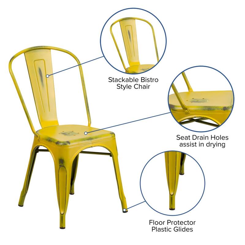 Distressed Metal Indoor/ Outdoor Stackable Chair