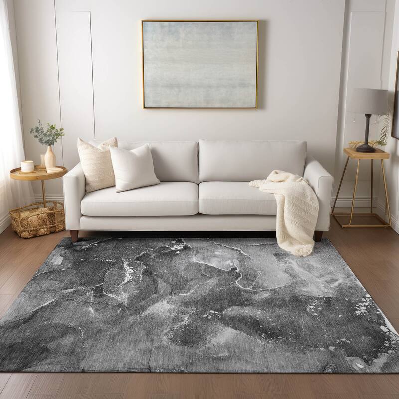 Alrim Modern Art-Inspired Weather Resistant Classic Meets Modern Outdoor Rug