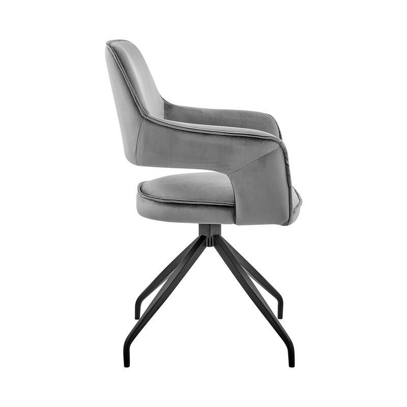 Dining Room Accent Chair in Velvet with Black Finish