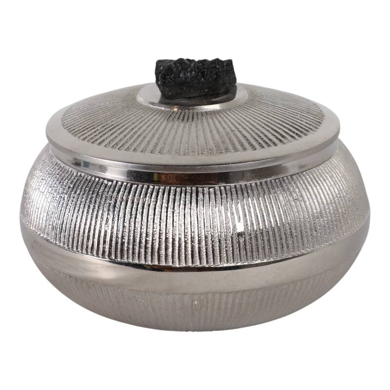 Aluminum Agate Decorative Object Stylish Lidded Textured Sculpture