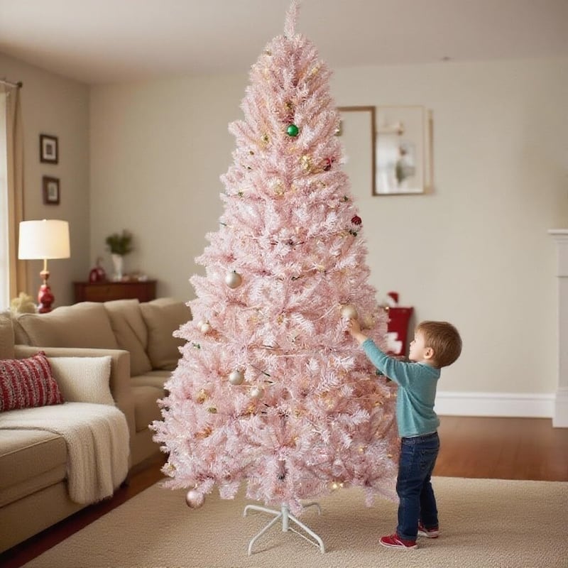 6.5 Ft Prelit Artificial Christmas Tree, Xmas Decoration for Living Room Hallway Office - 6.5 ft