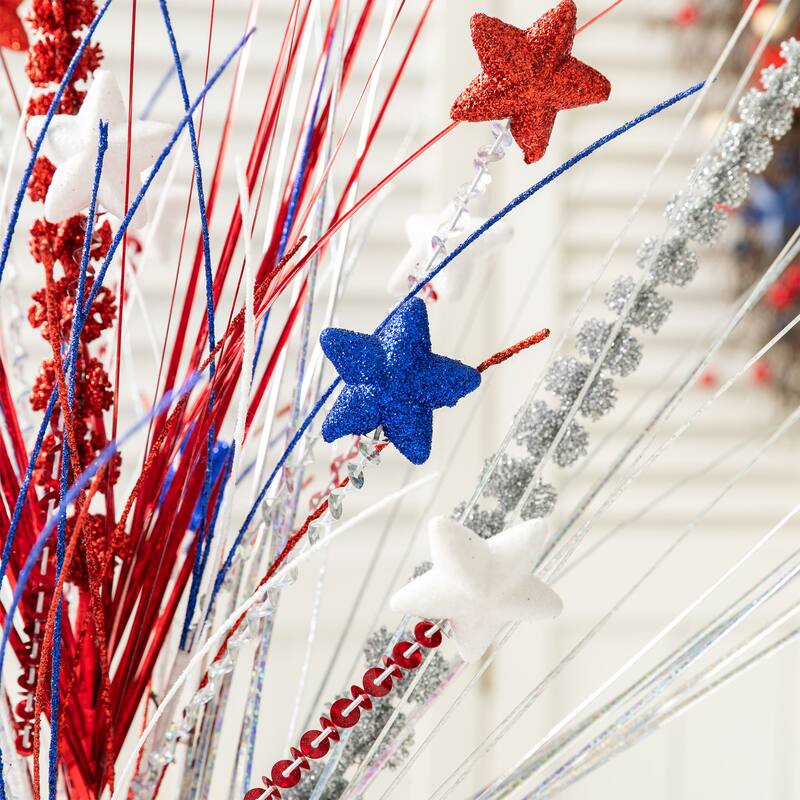 Glitzhome 21"H Patriotic/ Americana Stars and Heather Table Tree