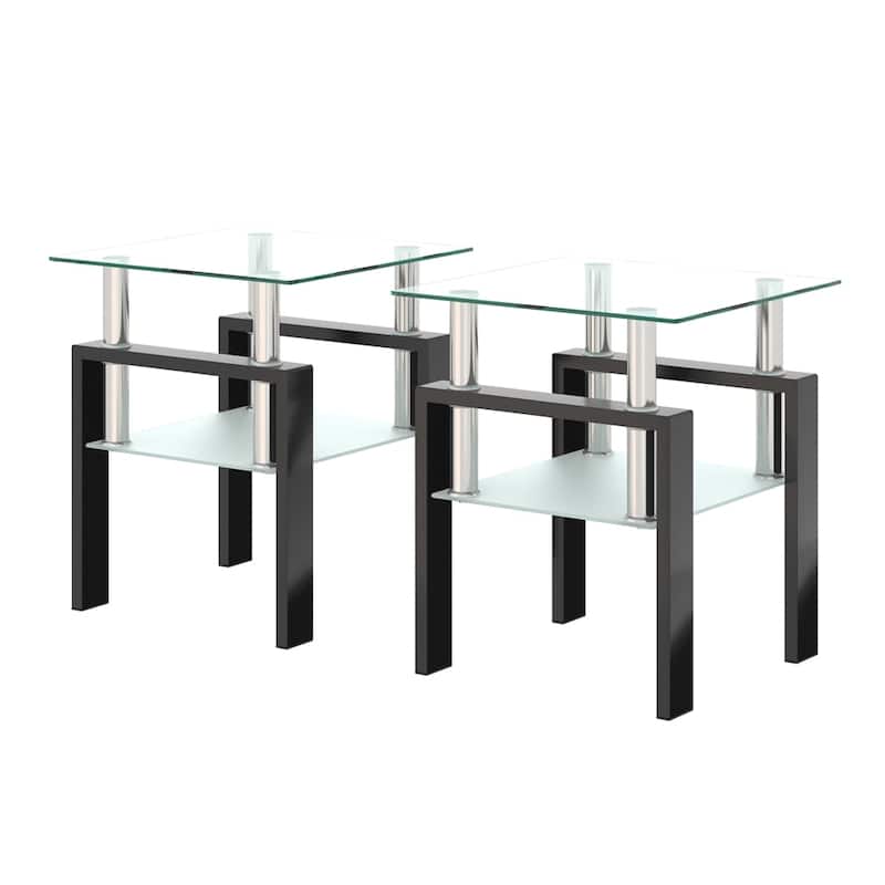 Modern Tempered Glass End Table (Set of 2) - Transparent