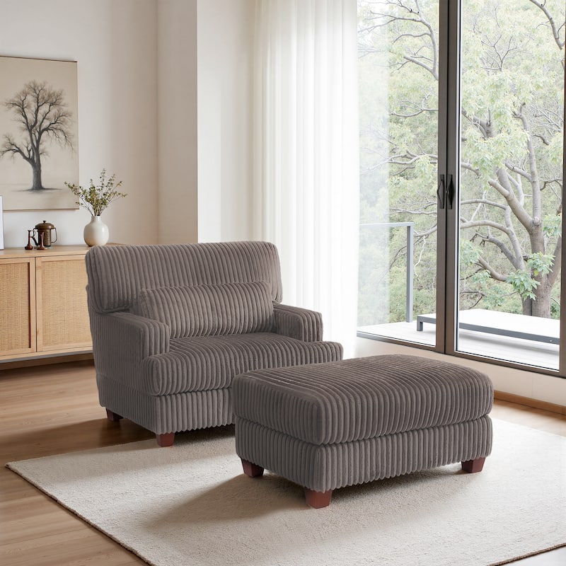 Oversized Chaise Longue Accent Chair with Ottoman