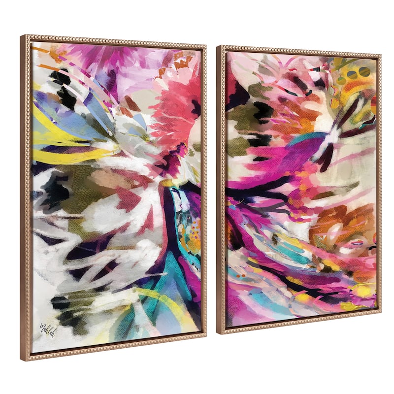 Kate and Laurel Sylvie Beaded Amaze Left and Right Framed Canvas Art Set by Inkheart Designs