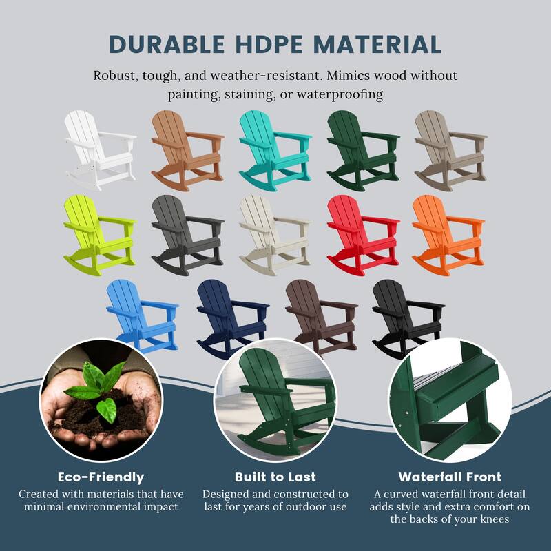 Laguna Hdpe All Weather Outdoor Patio Rocking Chairs With Side Table (3-Piece Set)