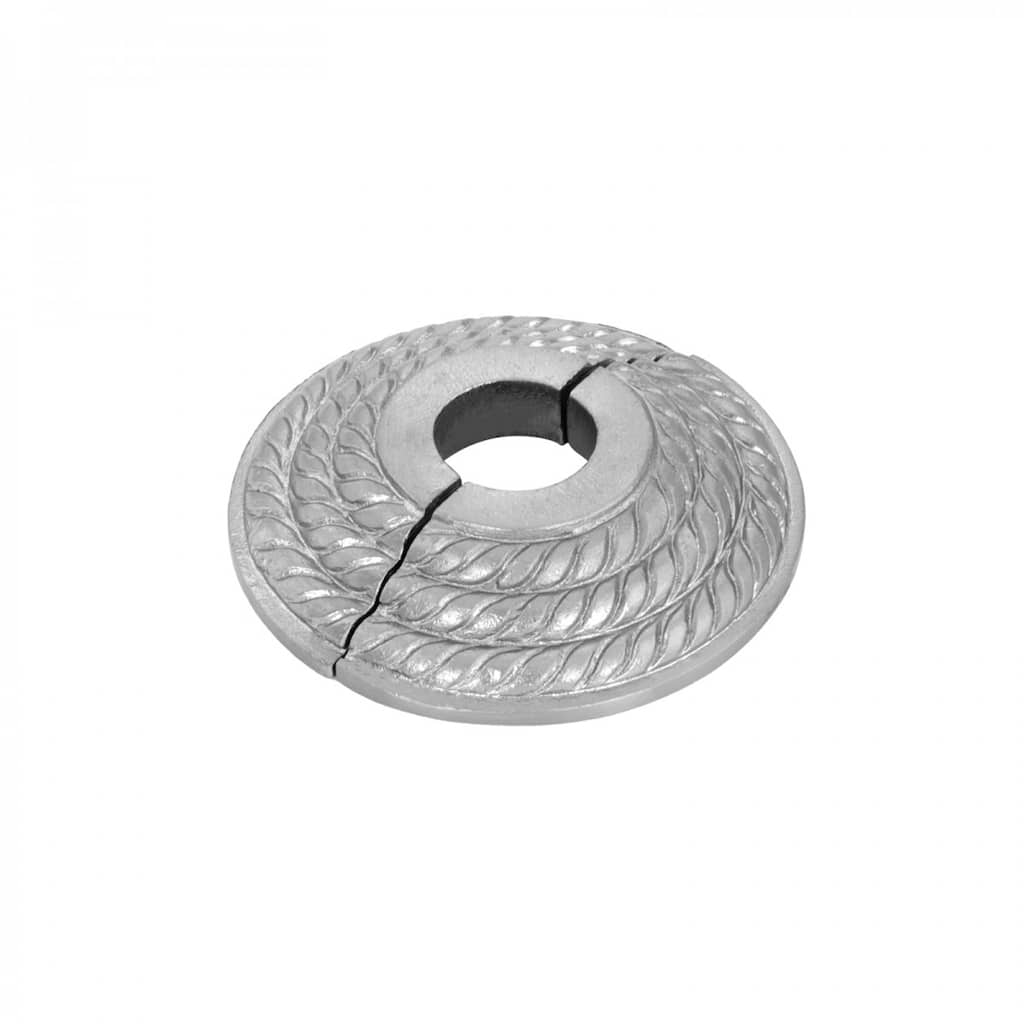 Satin Finish Aluminum Radiator Flange Triple Roped Style 1/2" (IPS) 0.8" ID - 3.13" OD Renovators Supply