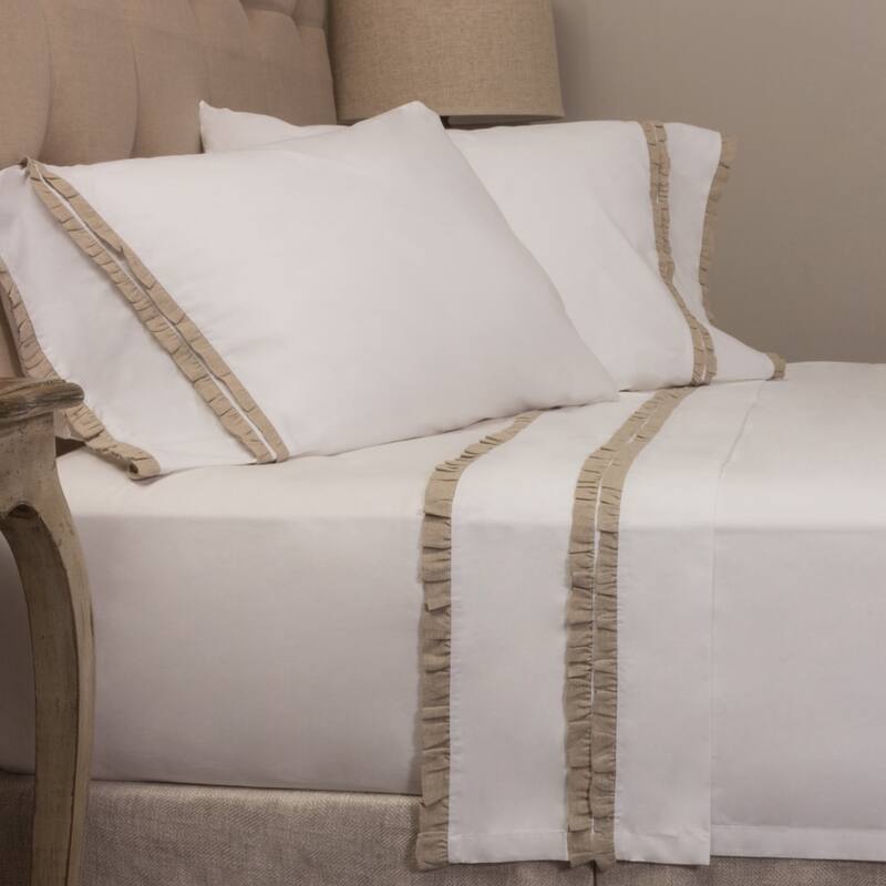 Dainty Cotton Linen Ruffle Pillowcase Set