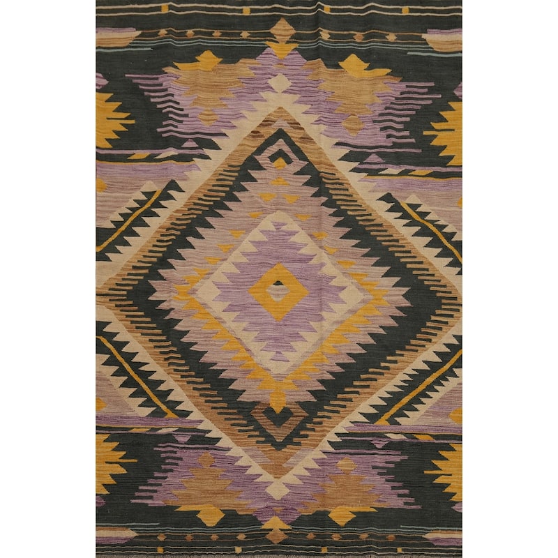 Hand Woven Southwestern Wool Multi-Colored Geometric Area Rug - 7' 0'' X 4' 9''