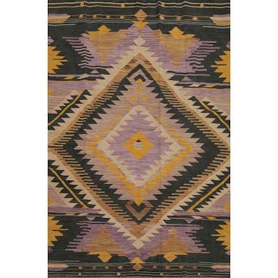Hand Woven Southwestern Wool Multi-Colored Geometric Area Rug - 7' 0'' X 4' 9''