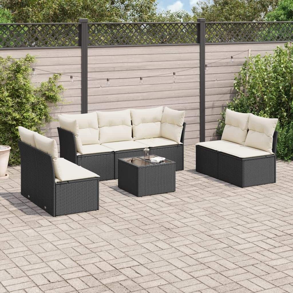 vidaXL Garden Sofa Set Black, Cream white - 21.7 x 21.7 x 14.6