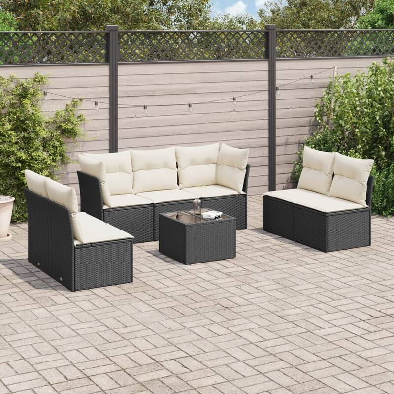 vidaXL Garden Sofa Set Black, Cream white - 21.7 x 21.7 x 14.6
