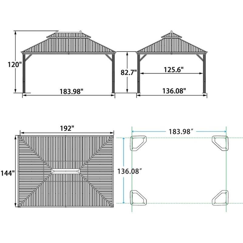 PURPLE LEAF Hardtop Aluminum Gazebo with Curtains and Netting, Double Roof Patio Gazebo