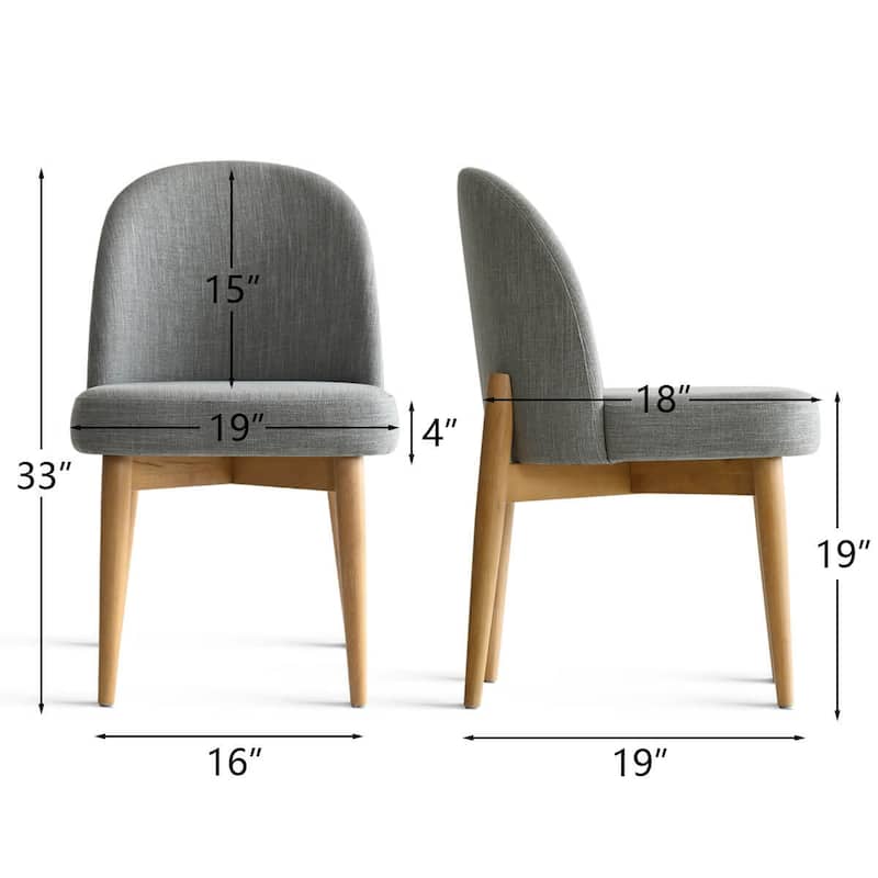 Linen Upholstered Dining Chairs With Solid Wood Legs (Set of 8)