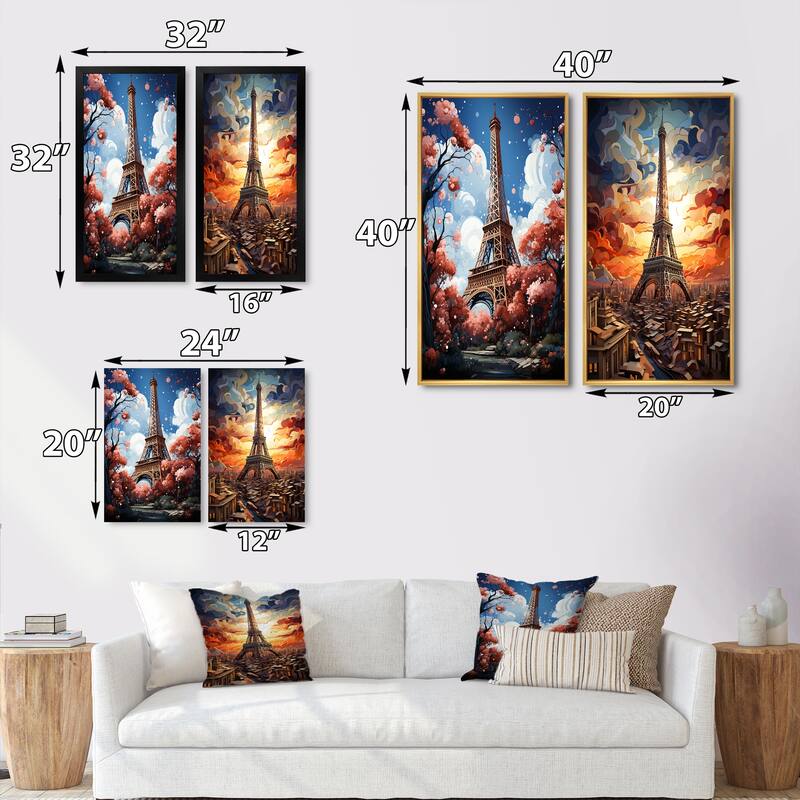 Designart "Paris In Spring Bloom I" City Paris Wall Art Décor - Traditional Gallery Set For Office Decor