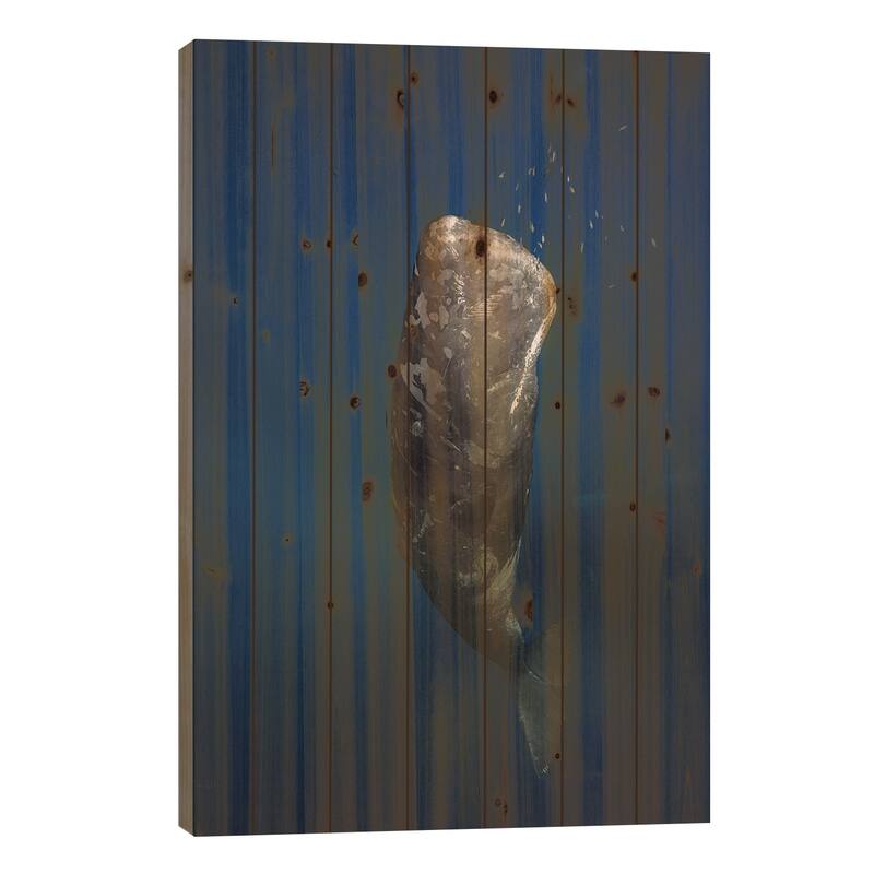 Candle Sperm Whale Print On Wood by Barathieu Gabriel - Multi-Color - 26x18x1.5