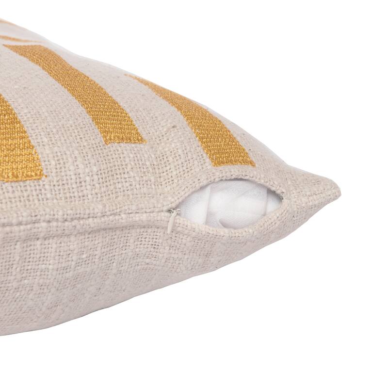 Handwoven Abstract Square Throw Pillow Cover - 24" - Yellow and Cream