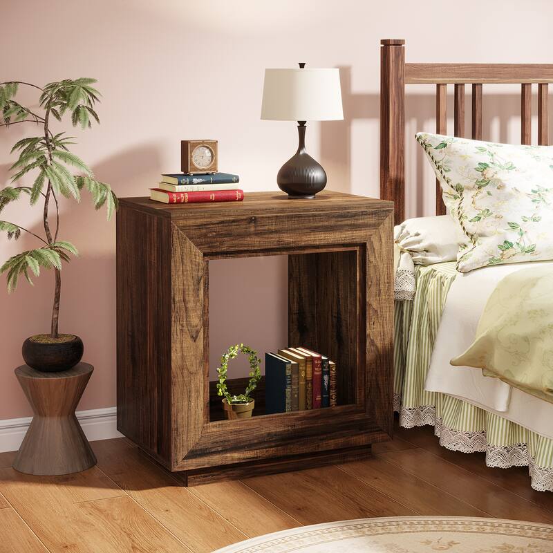 End Table, Side Table with Storage Shelf, Nightstand Bedside Table for Bedroom, Living Room, Entryway