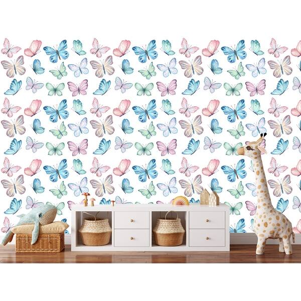 Watercolored Nursery Butterflies Peel and Stick Wallpaper 37793375