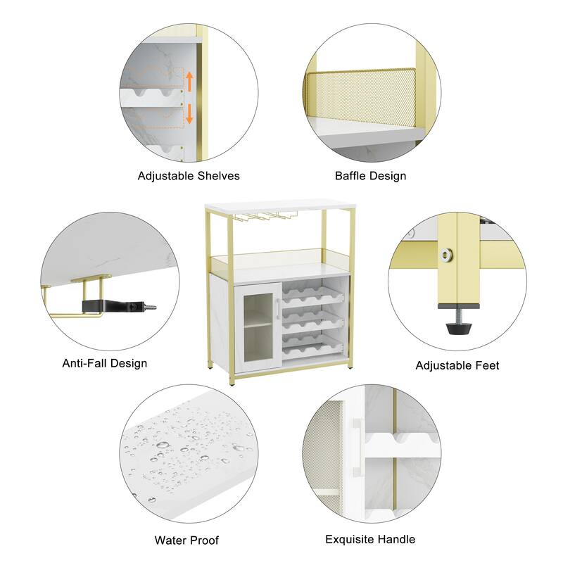 Wine Bar Cabinet with Storage,Small Liquor Cabinet,Bar Cabinet with Glass Holder