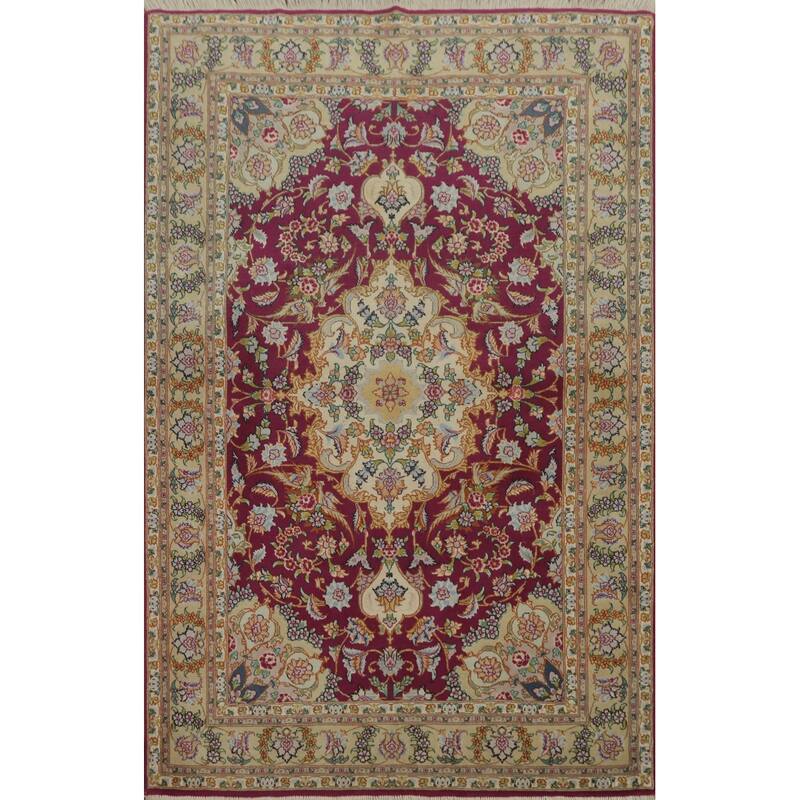 Hand Knotted Oriental 100% Wool Carpet Traditional Floral Red Sumak Area Rug - 5' 0'' X 3' 5''