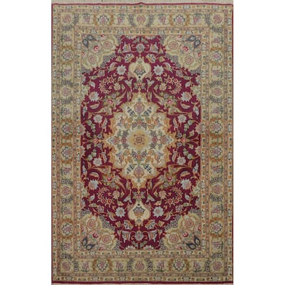 Hand Knotted Oriental 100% Wool Carpet Traditional Floral Red Sumak Area Rug - 5' 0'' X 3' 5''