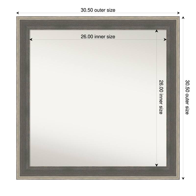 Cottage Non-Beveled Wood Framed Bathroom Vanity Wall Mirror - Cottage Grey Silver - 31 x 31 in