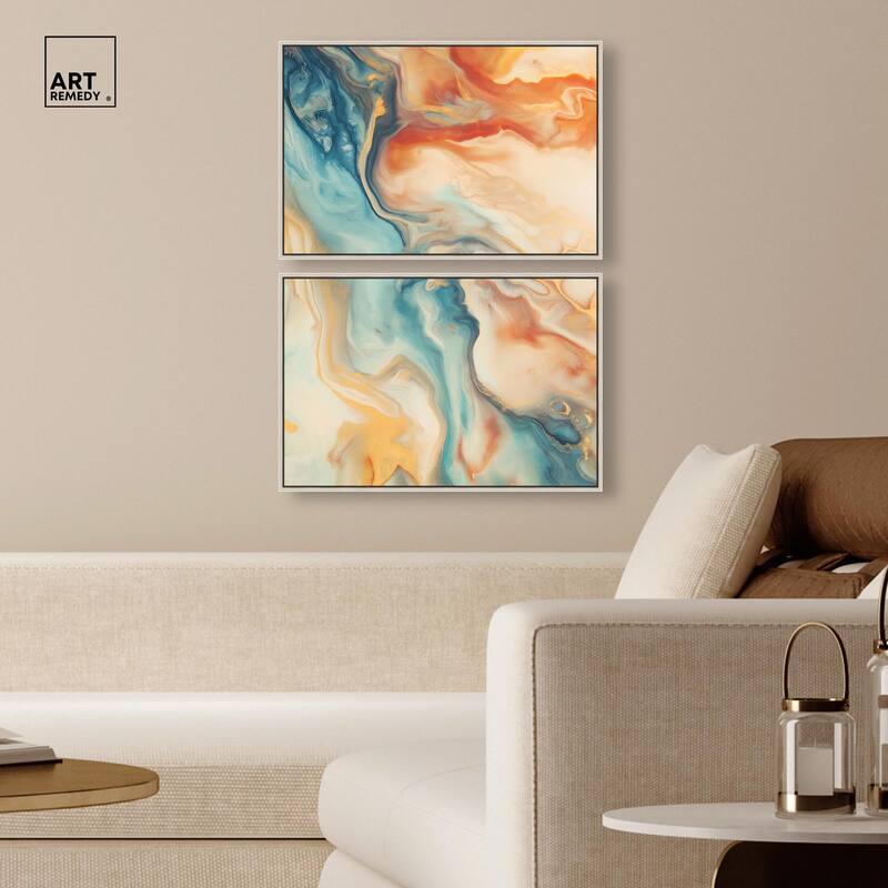 Marbled Sunrise II Canvas Set of 2 by Art Remedy