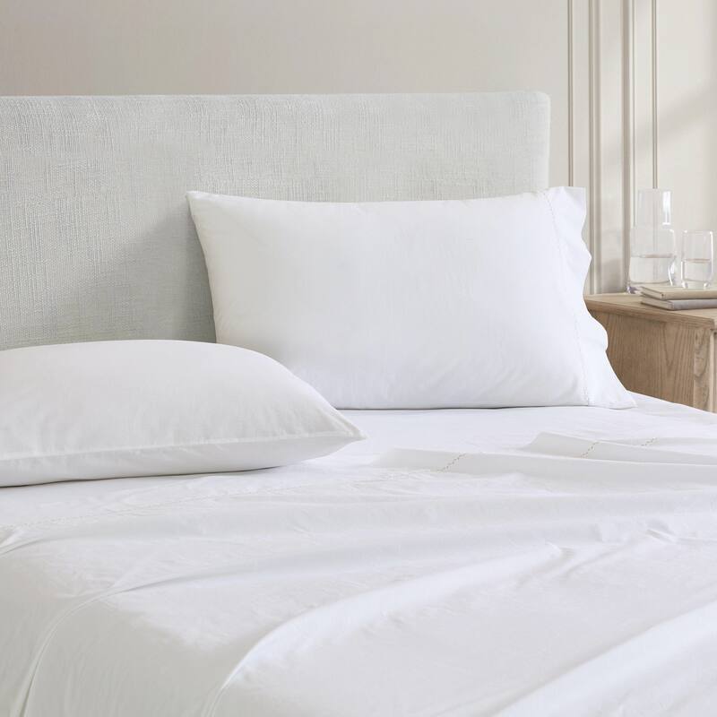 Martha Stewart Lilly Pond Leaf Embroidered Cotton Sheet Set