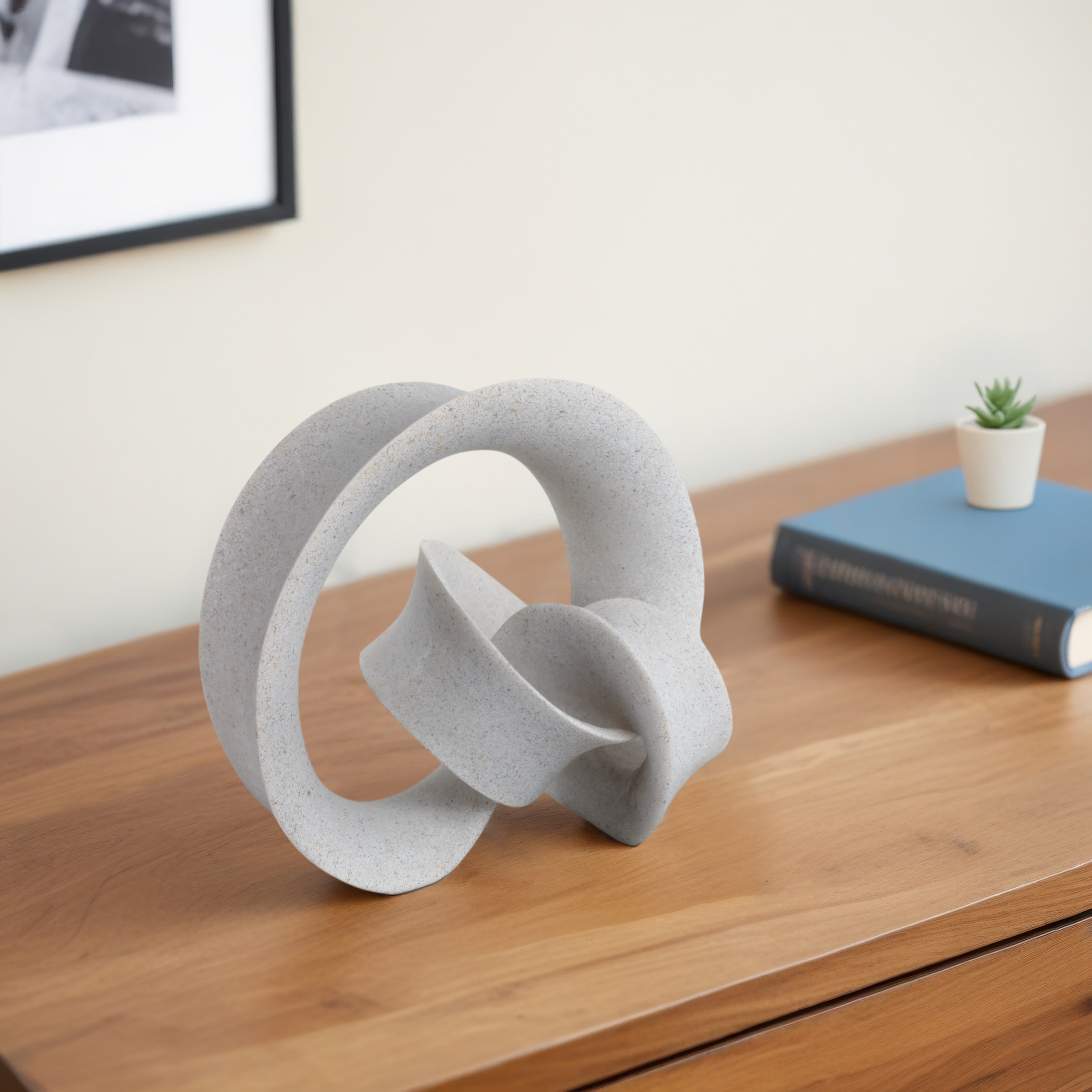 Resin Sculpture with Abstract Looped Decorative Stylish Art Object