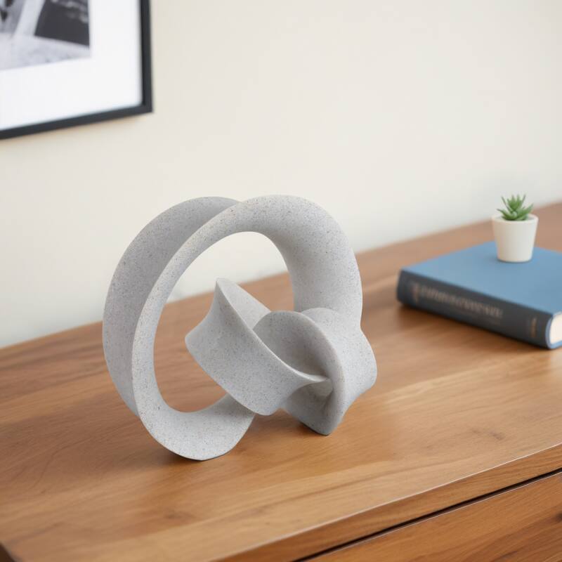 Resin Sculpture with Abstract Looped Decorative Stylish Art Object - Gray - 8" x 5.5" x 8"