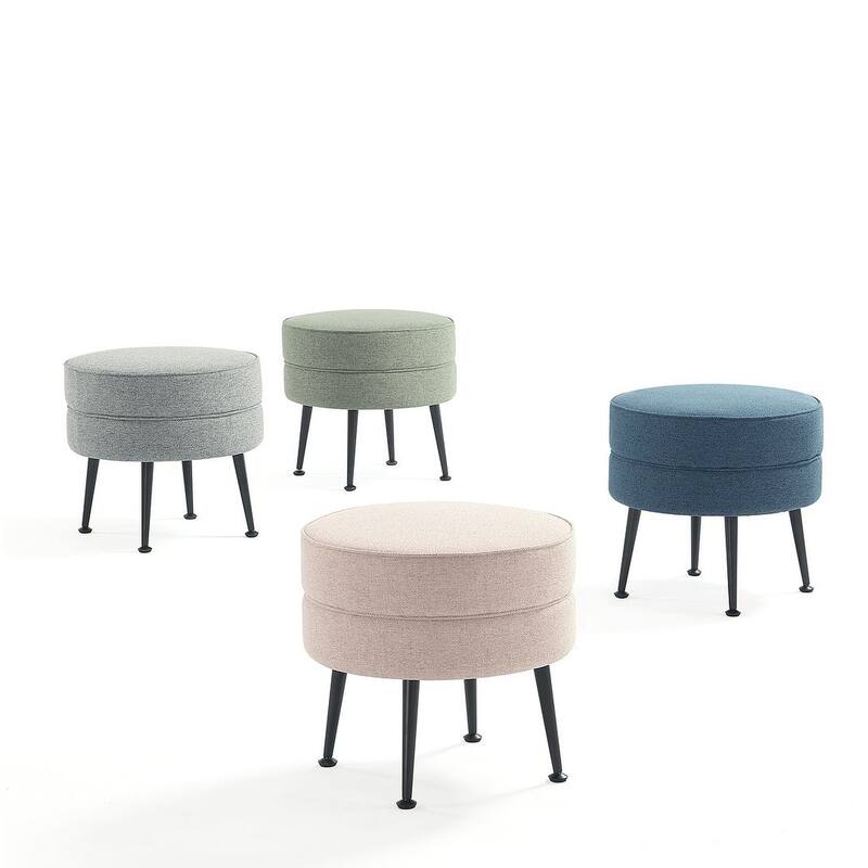 Manhattan Comfort Bailey Mid Century Modern Woven Upholstered Round Ottoman