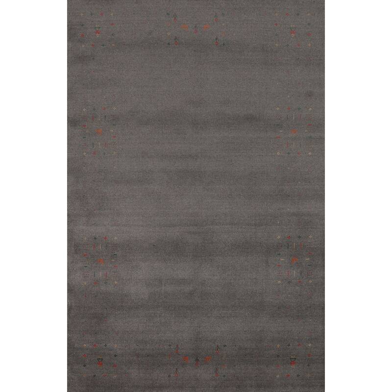 Hand Knotted Oriental 100% Wool Carpet Tribal Tribal Greys & Charcoal Gabbeh Area Rug - 8' 2'' X 5' 2''