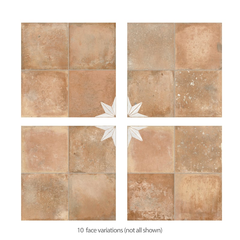 Merola Tile Kings Nonna with White Corner Star 17-7/8" x 17-7/8" Porcelain Floor and Wall Tile