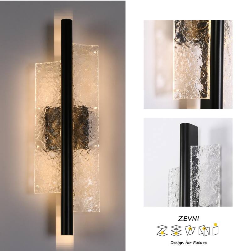 Modern Minimalist 2-Light Wall Sconce Rectangular LED Integrated Light Fixture for Bathroom - 21.7 " L × 6.1 " W × 3.3 " D