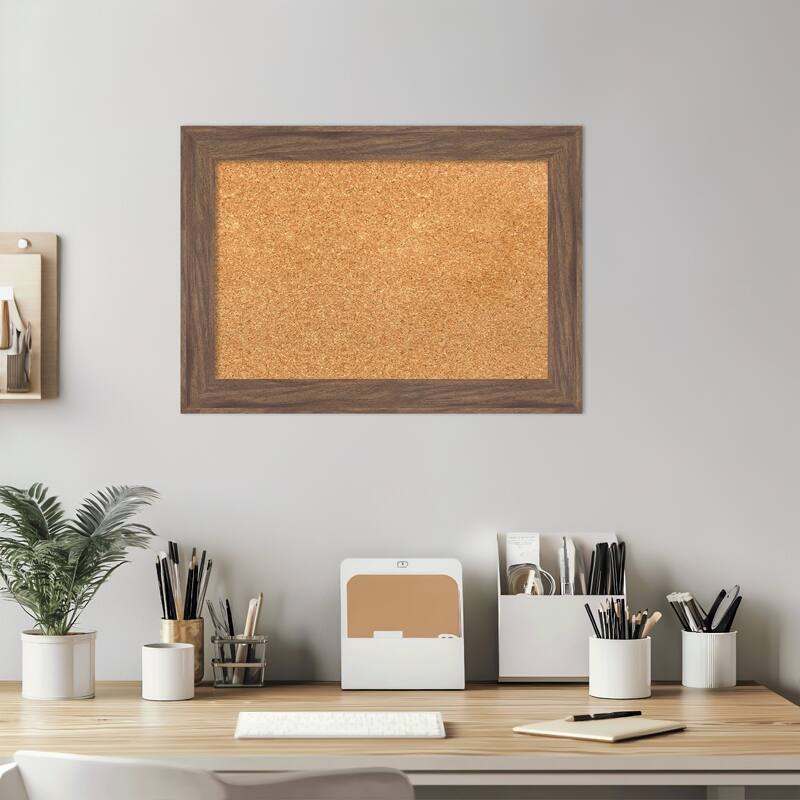 Pia Medium Brown Narrow Framed Cork Board - Bulletin Board, Organization Board, Pin Board