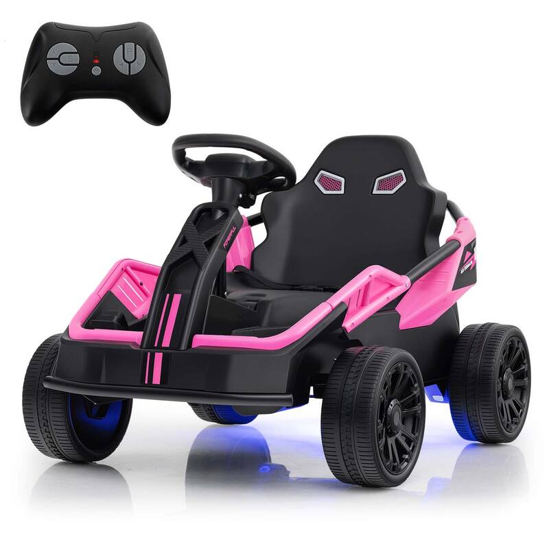 12V Ride on Race Toy Car Electric Go Kart w/Remote Control - Pink
