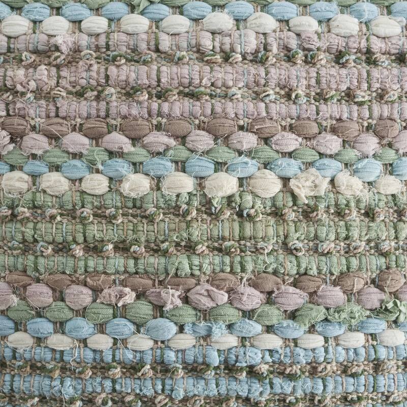 HomeRoots Set of Two 18" Beige Blue and Green Striped Cotton Blend Throw Pillows