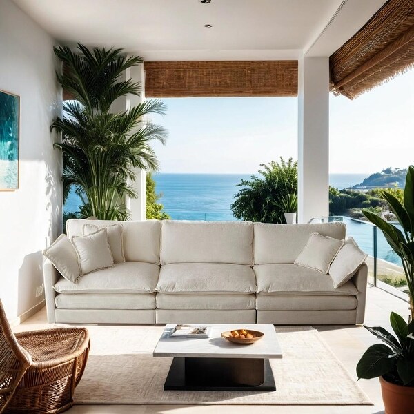 3 Seater Sofa with 2 Armrest Pillows and 3 Toss Pillows Beige Bed Bath Beyond 42036719