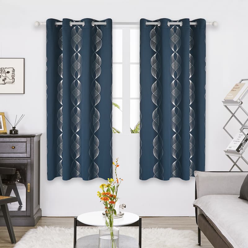 Deconovo Blackout Silver Wave Curtains(2 Panel)