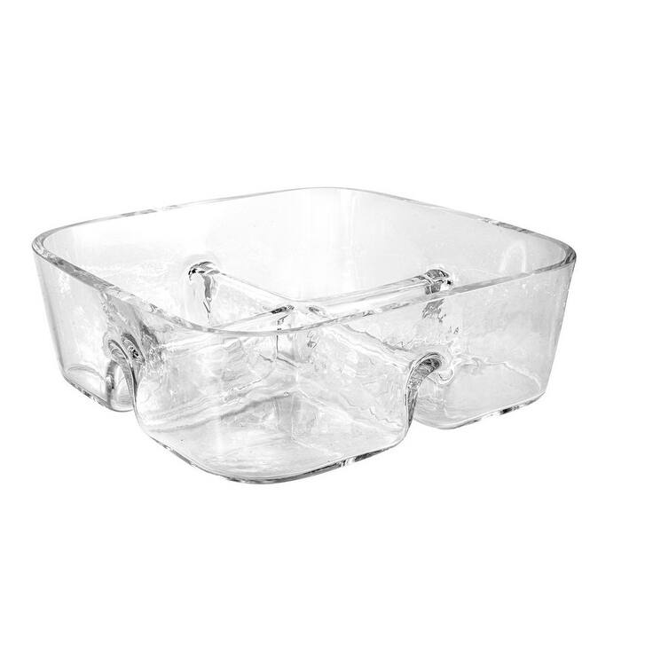 European Glass Sectional Dish - tray- 4 Part - Square-8.5" Square - 8.5" Square