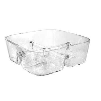 European Glass Sectional Dish - tray- 4 Part - Square-8.5" Square - 8.5" Square