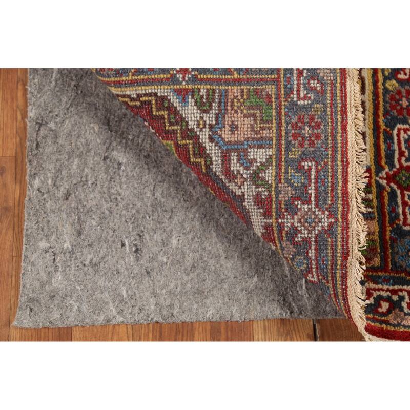 Red Geometric Heriz-Serapi Indian Accent Rug Hand-Knotted Wool Carpet - 2'0"x 3'0"