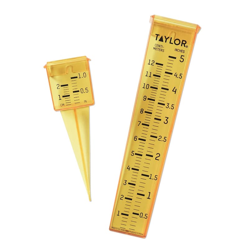 Taylor Bamboo Leaf Thermometer and Rain Sprinkler Gauge