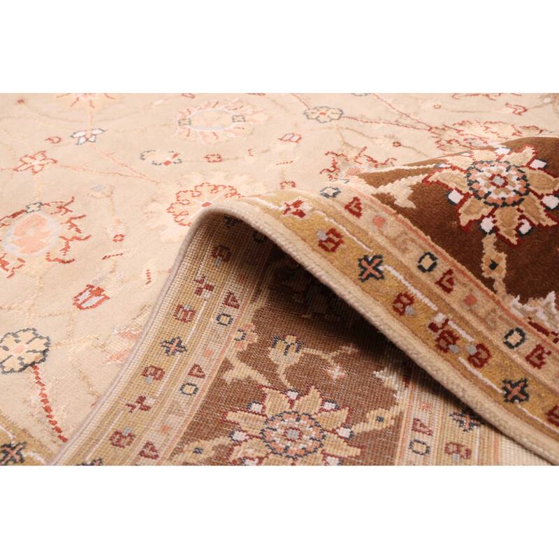 ECARPETGALLERY Hand-knotted Mirzapur Beige Silk, Wool Rug - 5'3 x 7'8
