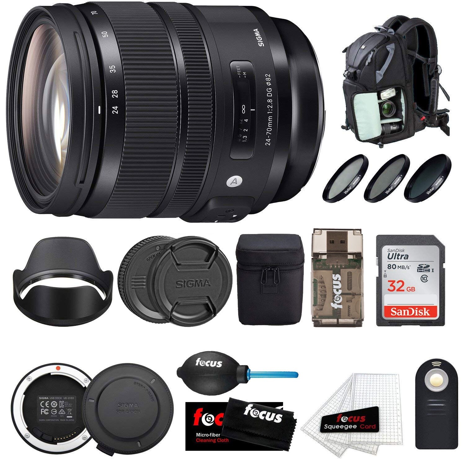 Sigma 24 70mm F 2 8 Dg Os Hsm Art Lens For Canon With Dock And Backpack Bundle Overstock