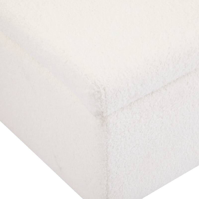 Storage Ottoman With Flip-Top Lid, Easy Assembly, Boucle Fabric & Birch Wood Legs