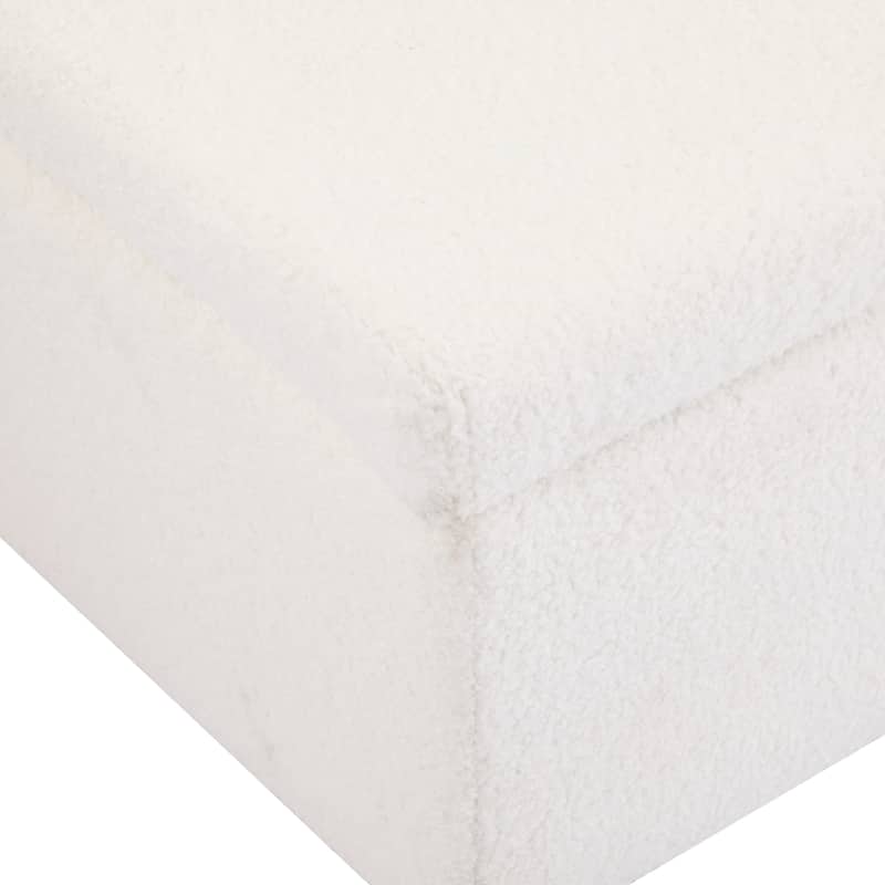 Textured Boucle Fabric Storage Ottoma, Upholstered Footstool with Flip Top Lid, Entryway Bench with Birch Wood Legs