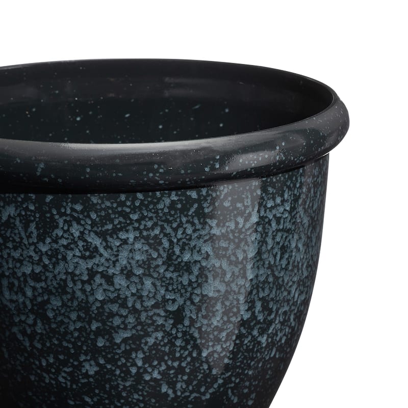 Glitzhome 17" H Set of 2 Eco-Friendly Faux Ceramic Gradient Turquoise Oversized Planter Plant Pot