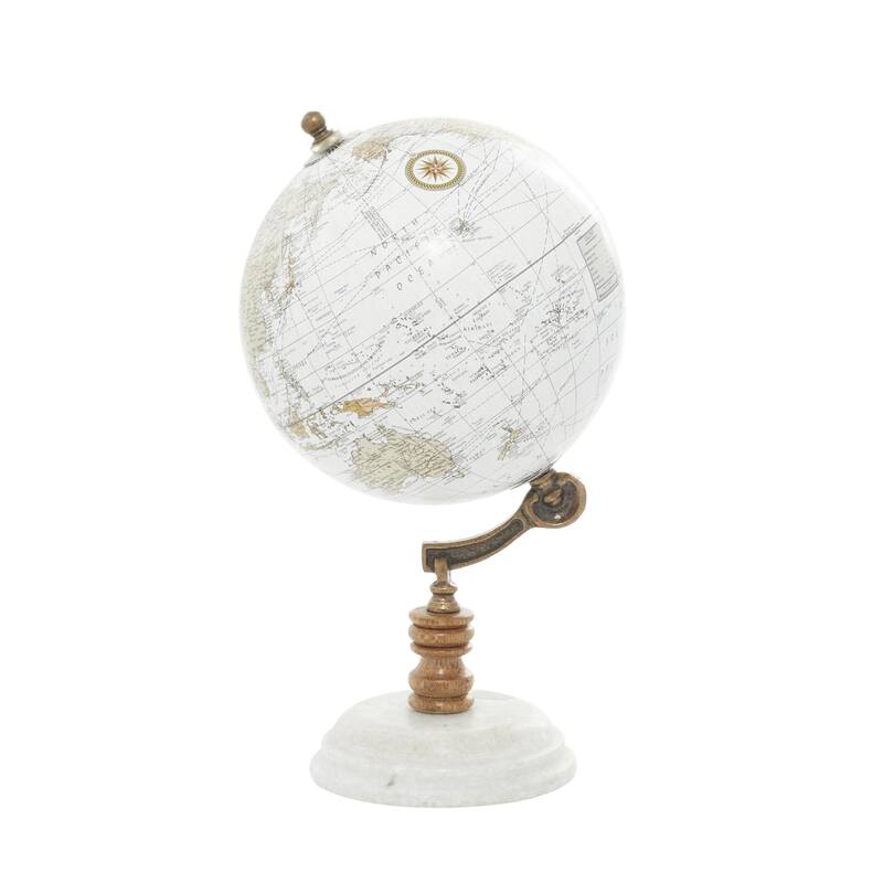Marble Globe with Marble Base - Teal, White, Black - Roche River Decor